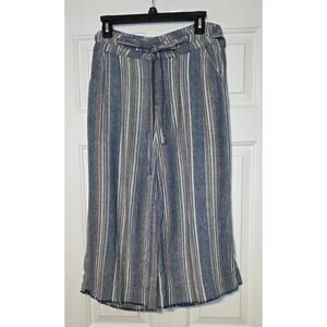 Democracy Womens Pants Multicolor Size 2P Cropped Flex-llent Striped Linen Blend